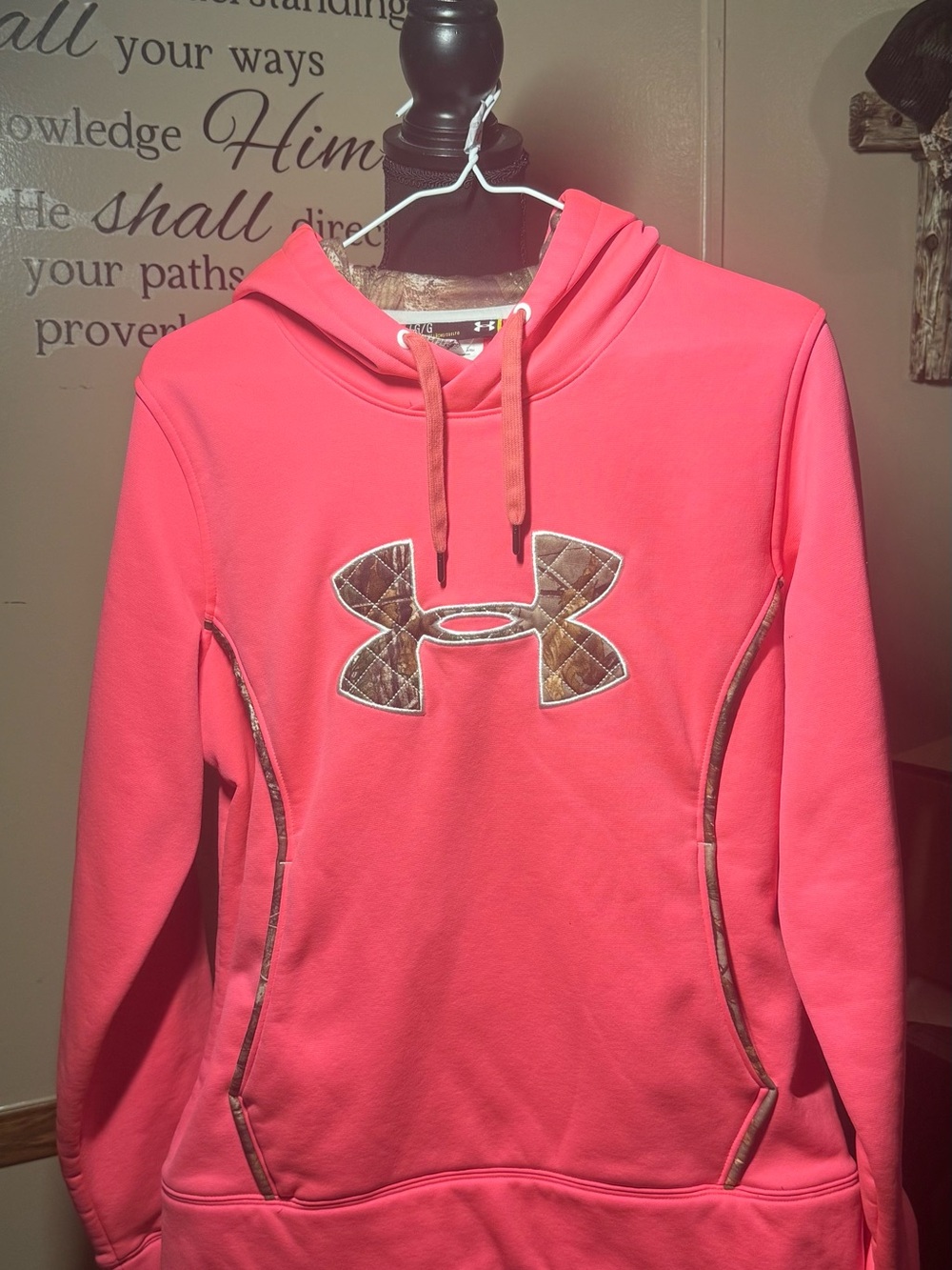 Under Armour Pink Pullover Hoodie with Camo Logo
